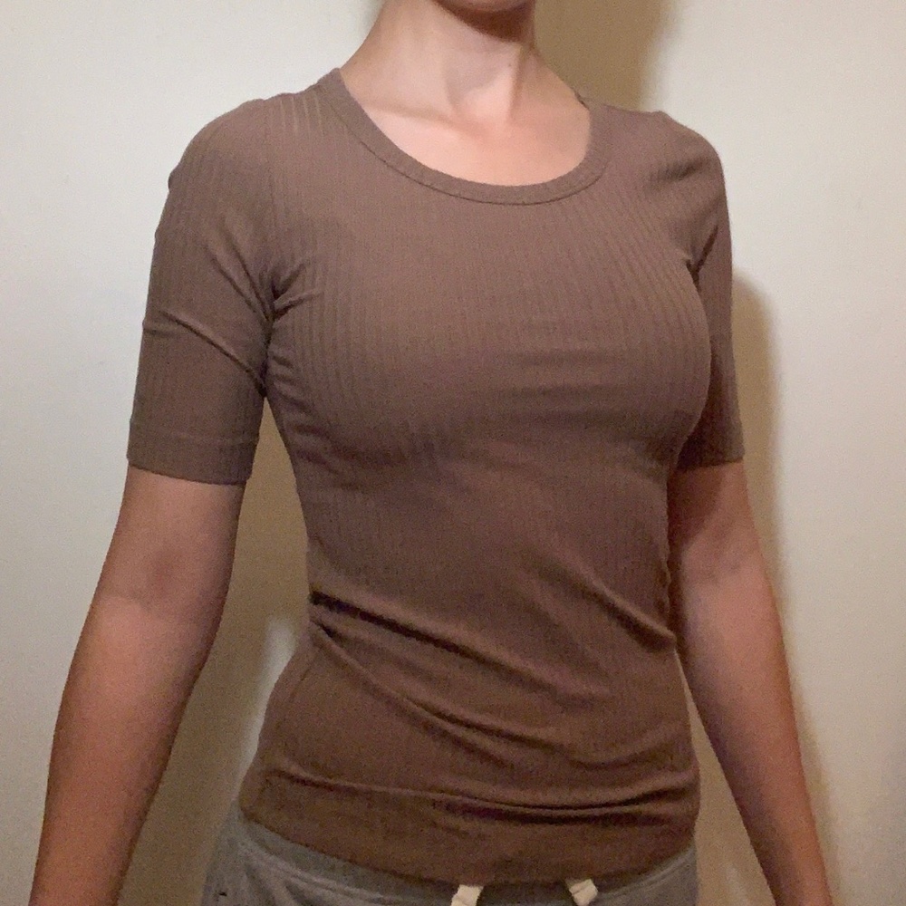NWOT Frank & Oak Ribbed Top in Brown- Size XS